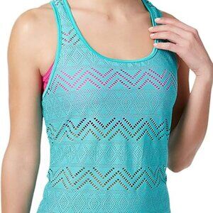 Gossip Racerback Mesh Swim Cover-Up Top Sz M